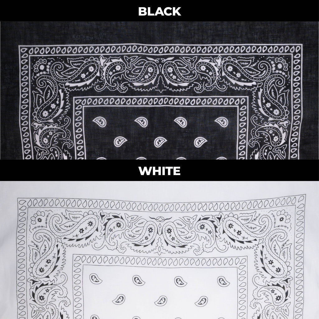 Black & White Paisley Bandana | DIY Face Mask | Headwear | Dimensions 20in x 20in | Cotton Face Mask | Face Cover | Perfect Accessory