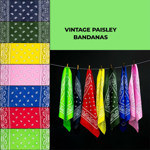 Vintage Paisley Bandana - Dimensions 20in x 20in