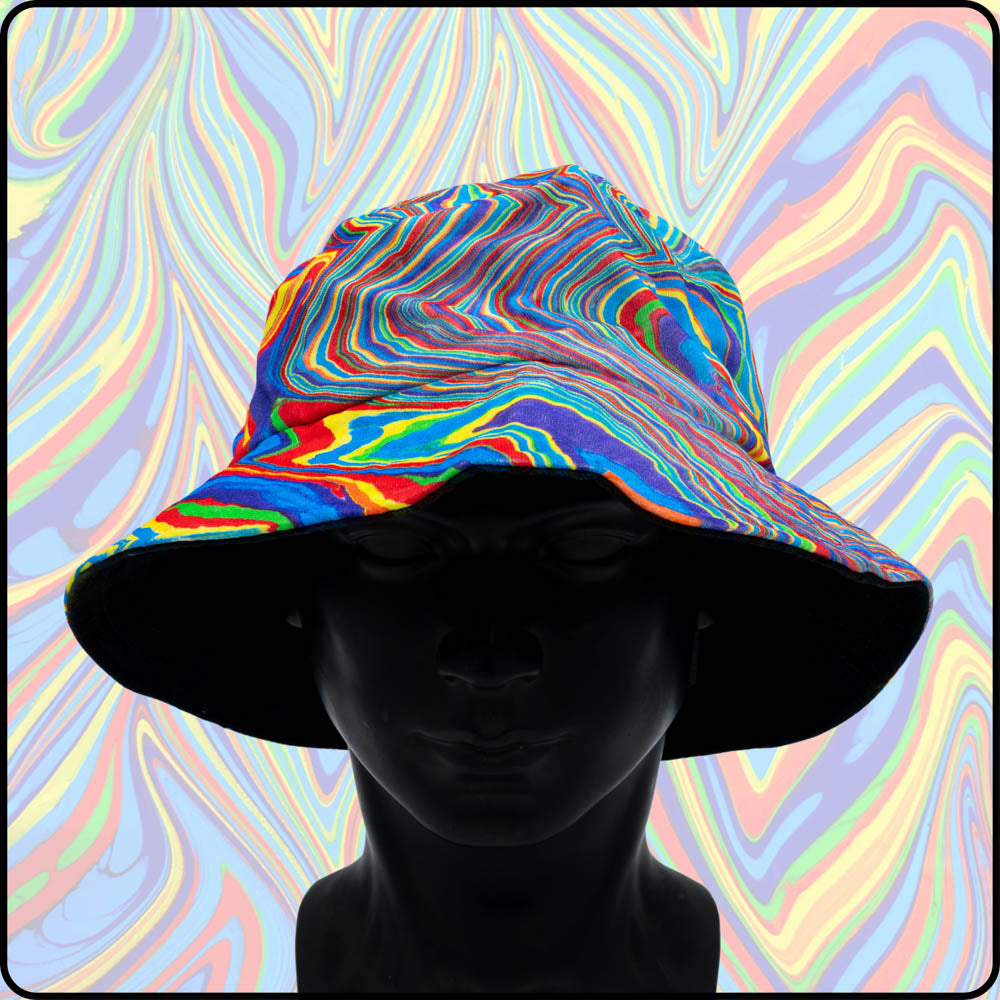 Rainbow Road RGB Hydro-Dipped Bucket Hat