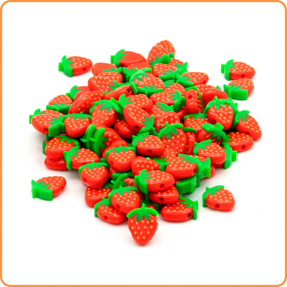  10Pcs Strawberry Beads Pink Red Strawberry Shaped Beads Fruit  Beads Loose Spacer Beads for Keychain Making Bracelet Necklace DIY Craft  Beads