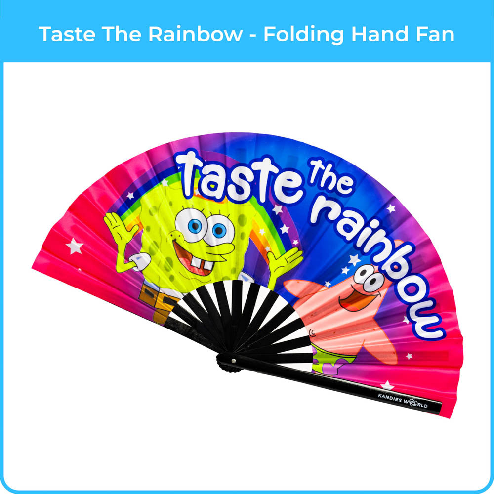 Taste The Rainbow - UV Reactive Custom Festival Folding Hand Fan