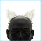 LED Cat Ears - White Lace/Pink LED