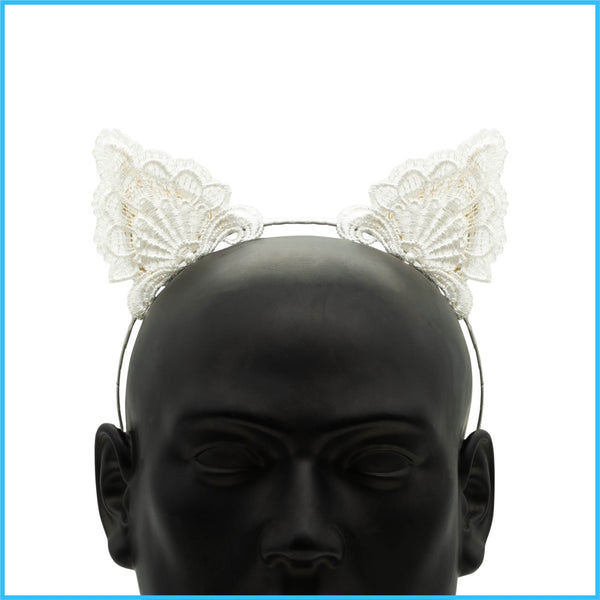 White Lace LED Cat Ears