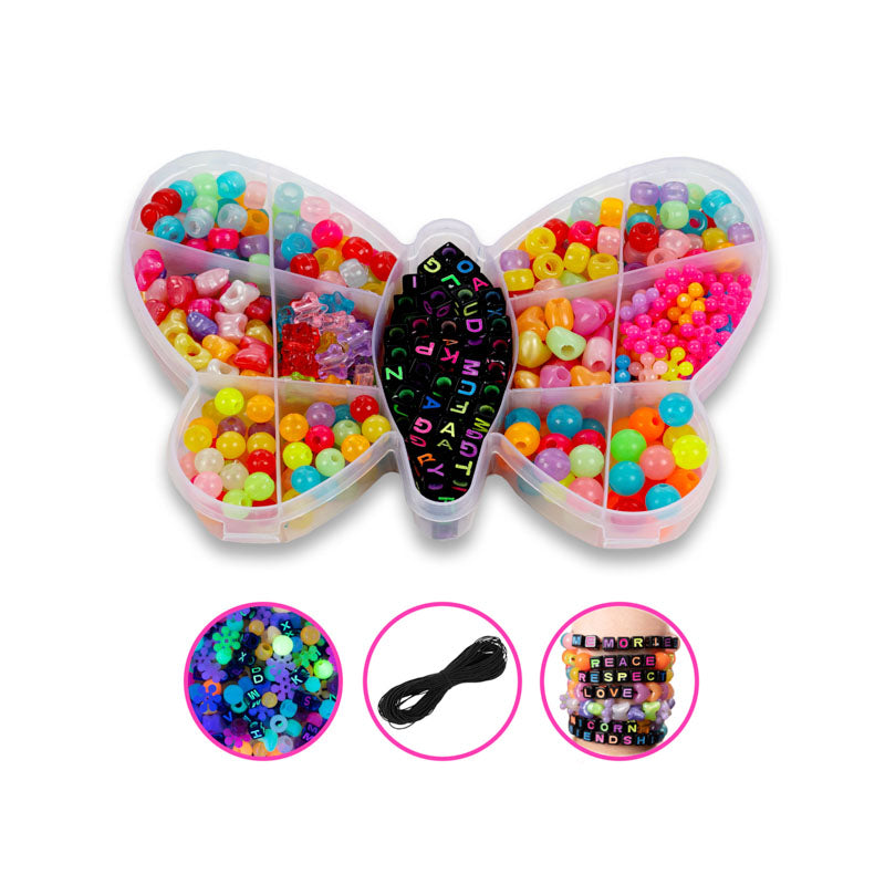 DIY UV Reactive and Glow-In-The-Dark Bracelet Bead Kit (400/box) for Beading, Bracelets, Necklace, Jewelry & Crafts. For Kids and Adults.