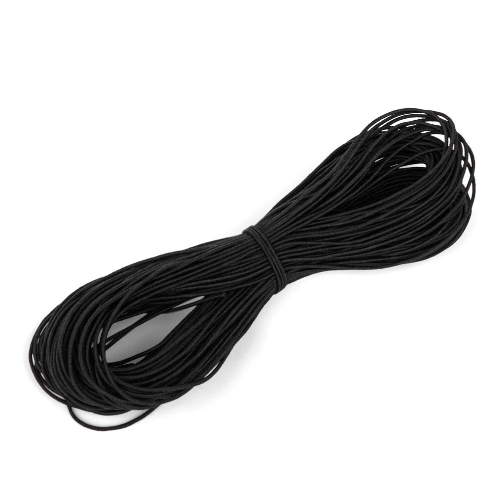 Thin black elastic cord 1mm