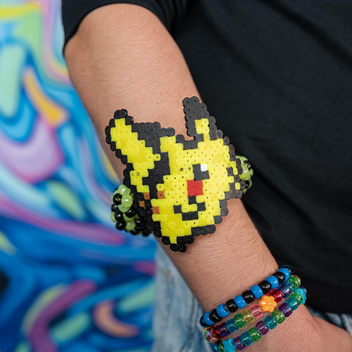Pikachu Rave Kandi Cuff Bracelet - Custom Cuff - Kandies World 1x Glow Base Cuff