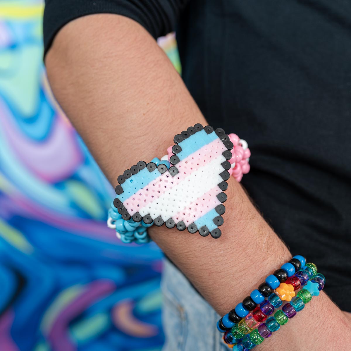 Heart Rave Kandi Cuff Bracelet - Custom Cuff - Kandies World 1x Glow Base Cuff