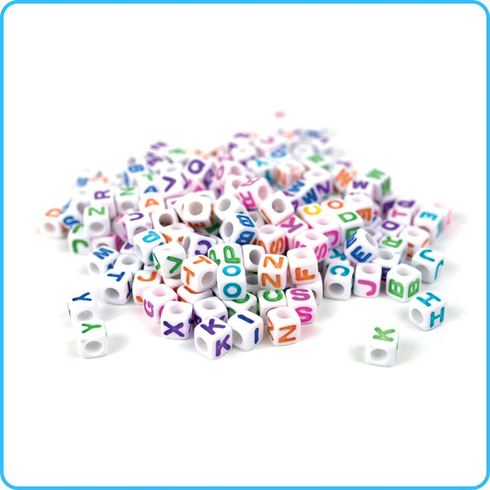 Alphabet Rainbow Cube Beads - 7mm - 300/Pack