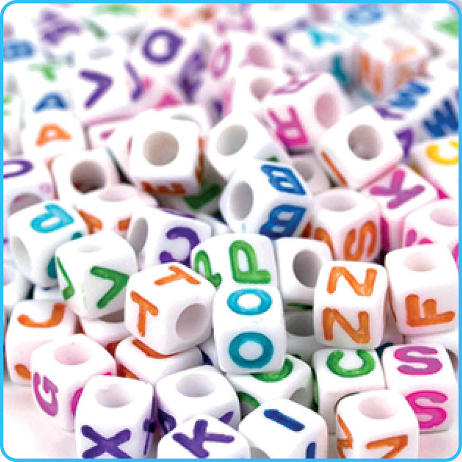 Alphabet Rainbow Cube Beads - 7mm - 300/Pack