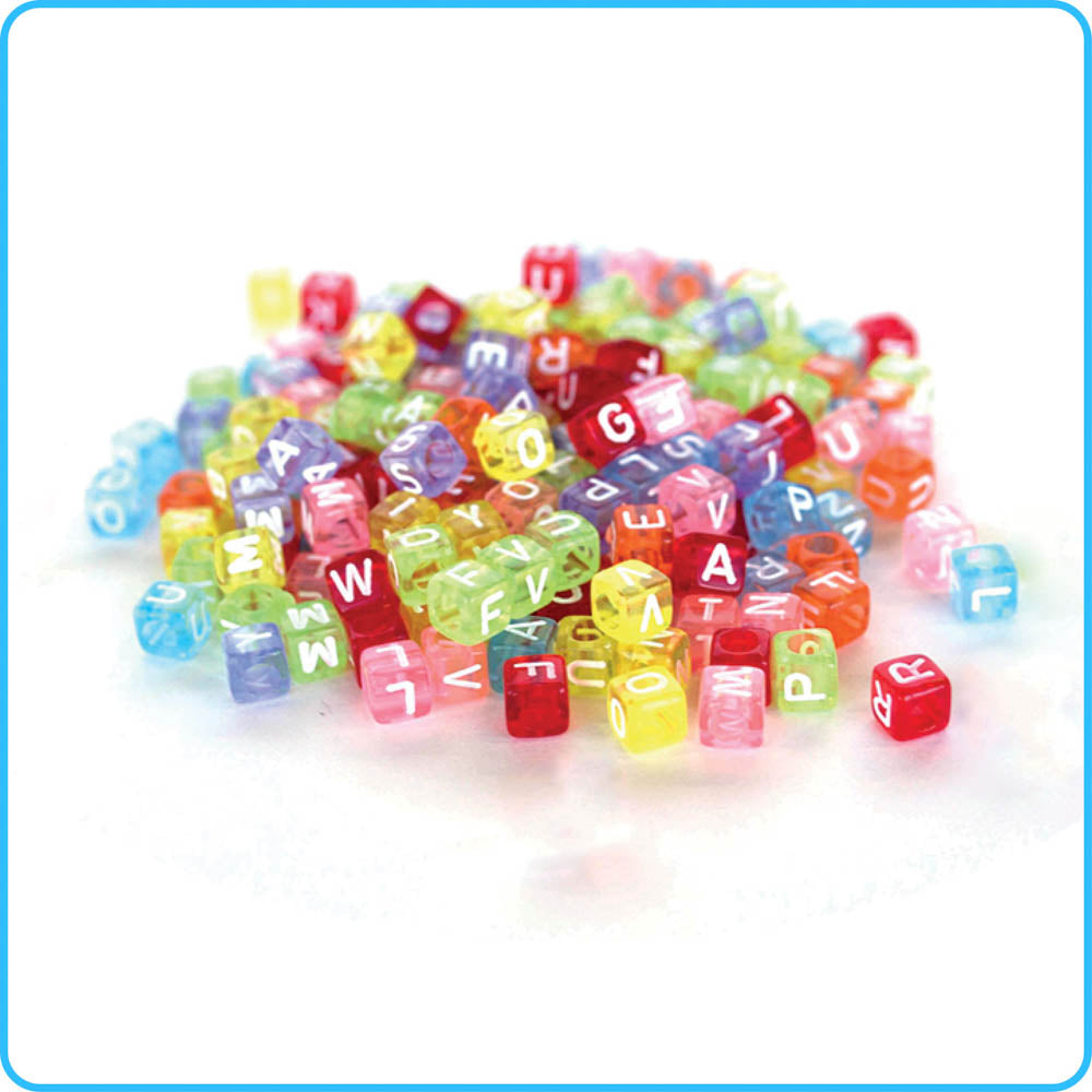 Alphabet Translucent Rainbow Cube Beads - 300/Pack