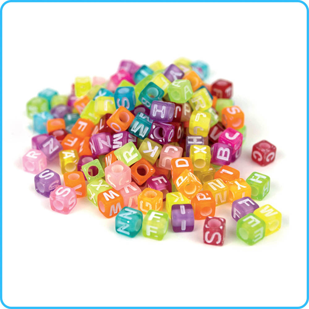 Alphabet Fluorescent Cube Beads - 300/Pack