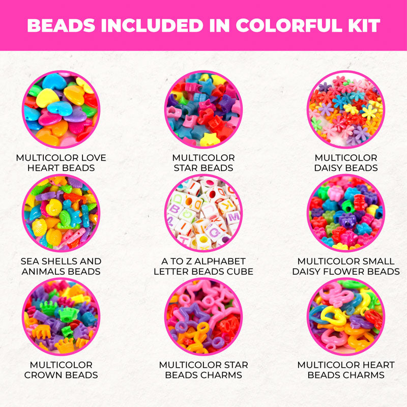 Kandies 400 Assorted Colorful Bracelet Bead Kit for Beading, Bracelets, Necklace, Jewelry, Art & Crafts. Perfect for Kids and Adults, Adult Unisex, Size