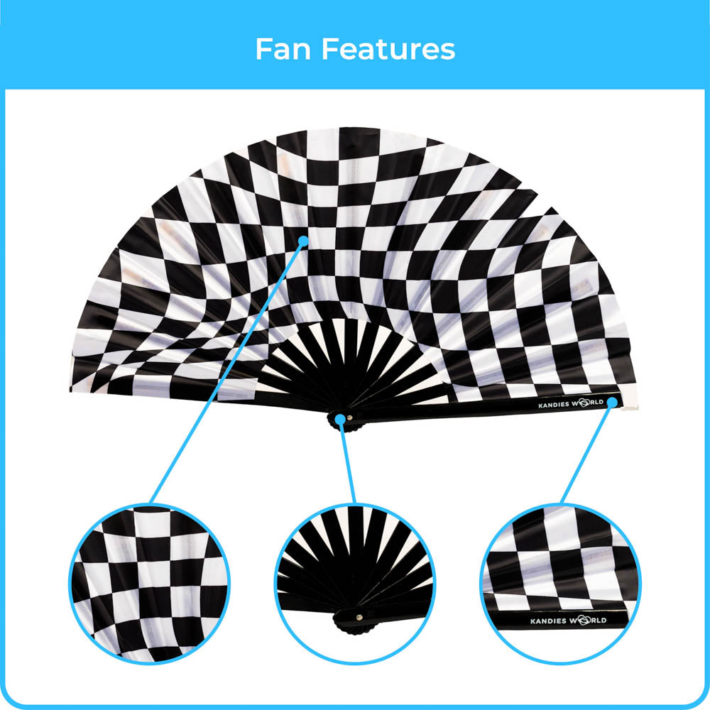 Checkered - Custom Festival Folding Hand Fan