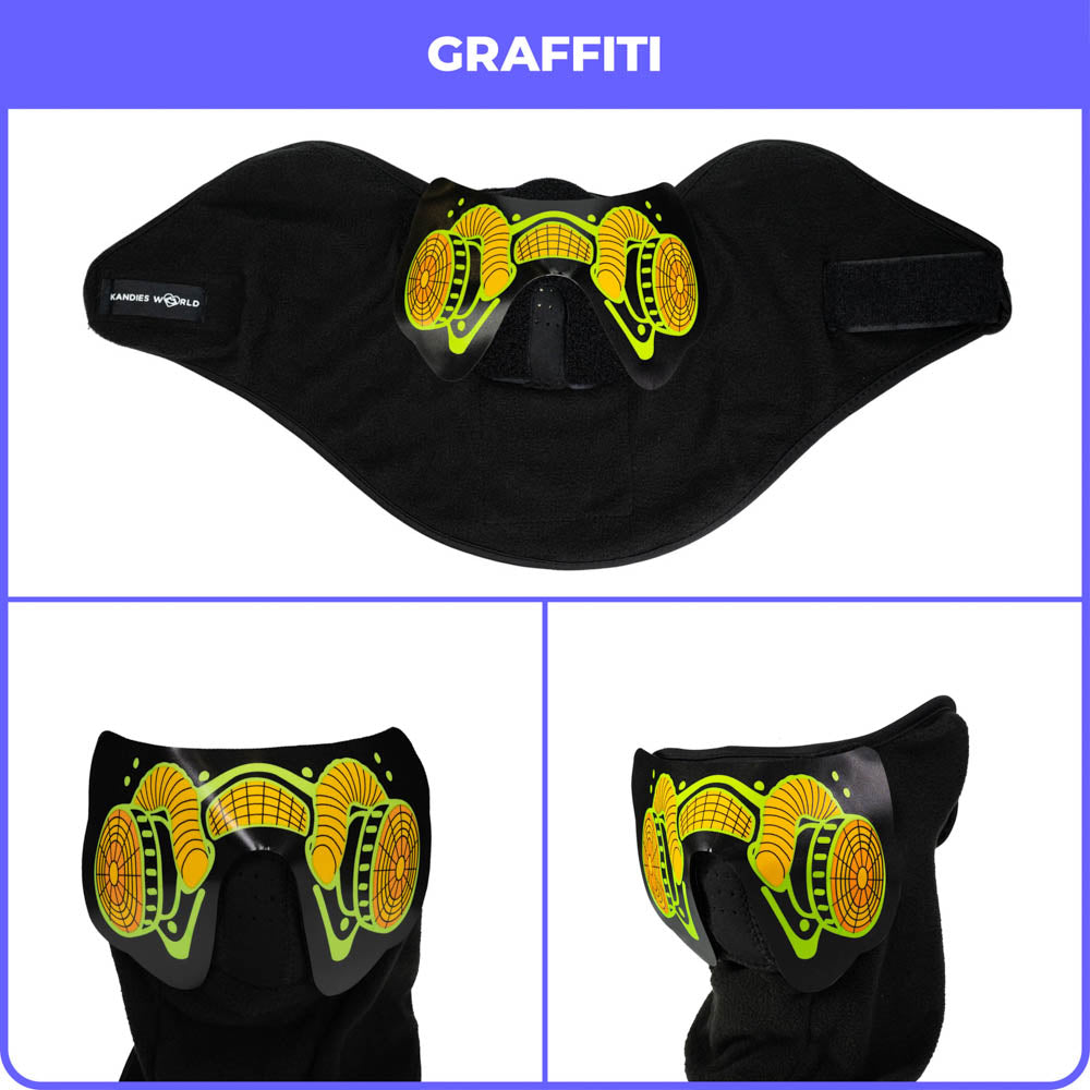 Graffiti LED Sound Reactive Mask | Festival Rave Face Mask | Light Up ...