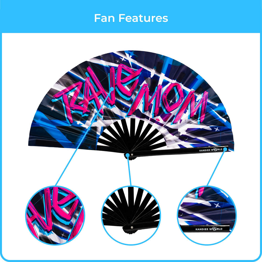 Rave Mom - Folding Hand Fan - Rave Accessories - Kandies World